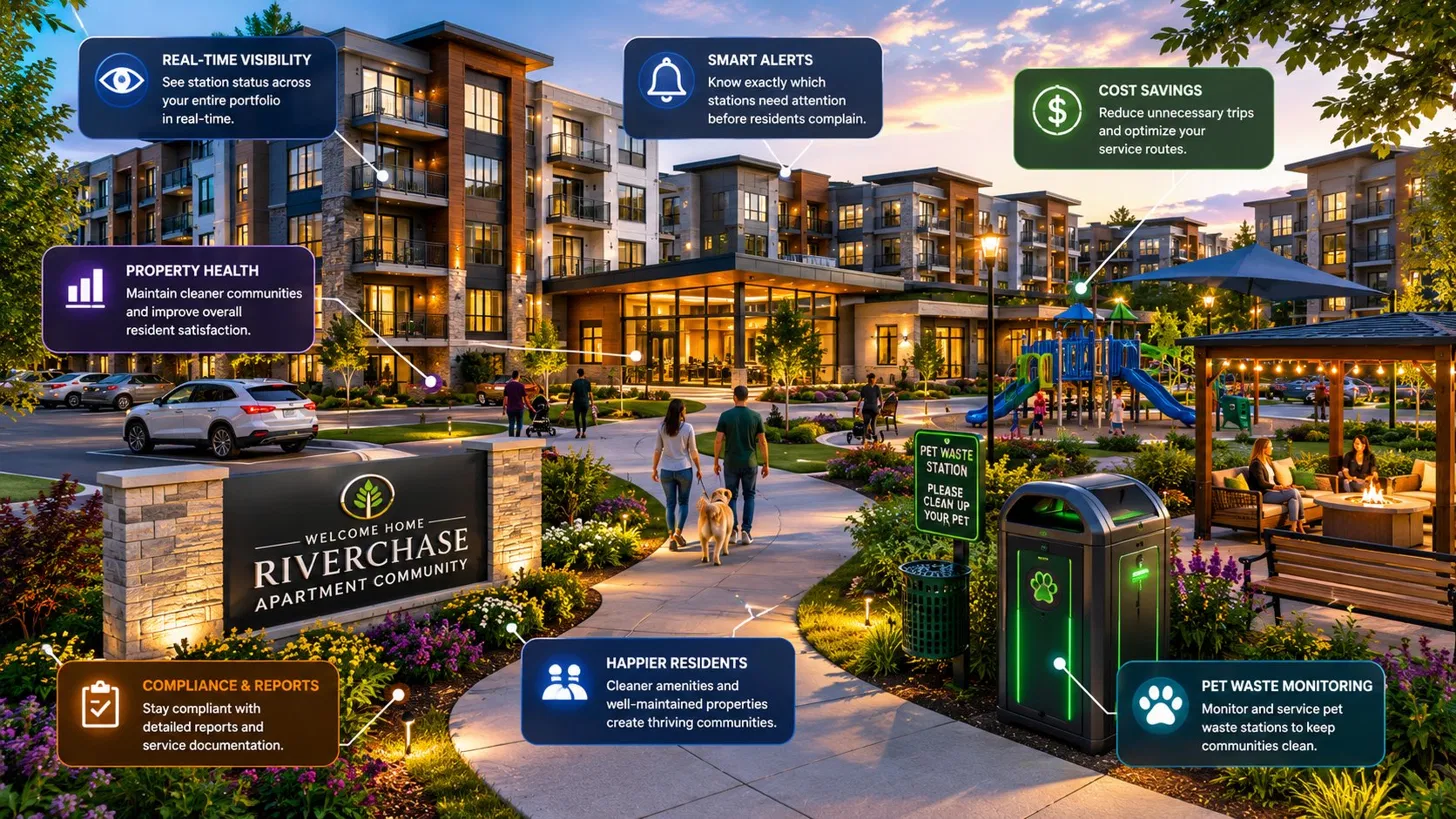 Riverchase Apartment Community with StationIQ feature callouts